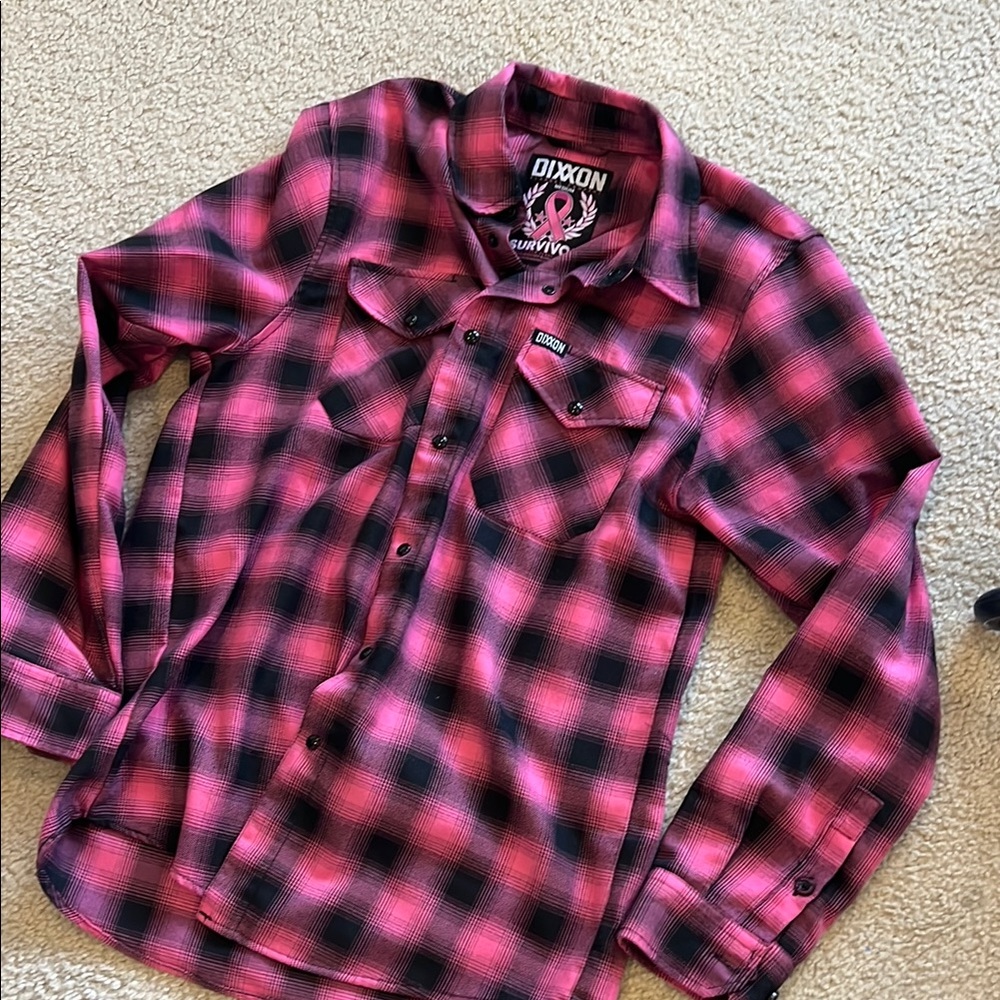 DIXXON Pink and Black Casual Button Down Shirt